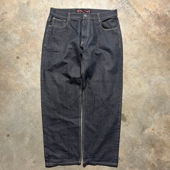 Vintage Y2k Black Lackquer Baggy Loose Fit Jeans 34x30 - Picture 1 of 3